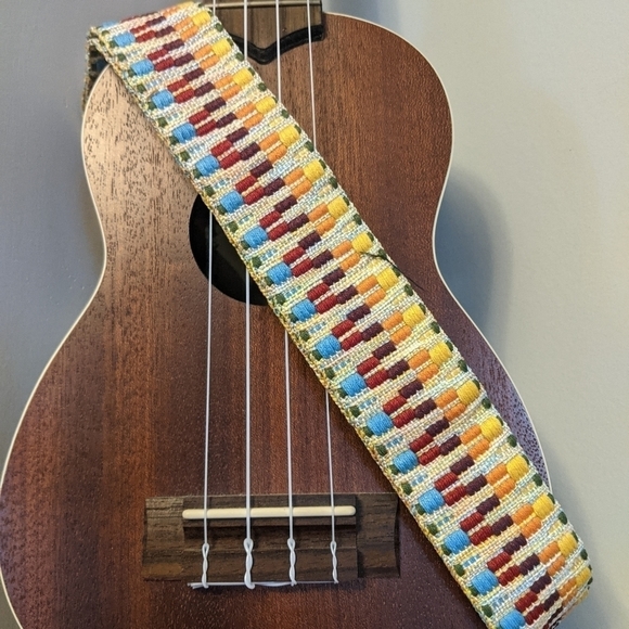 Braided Adjustable Ukulele Strap with Leather Ends - Picture 3 of 4
